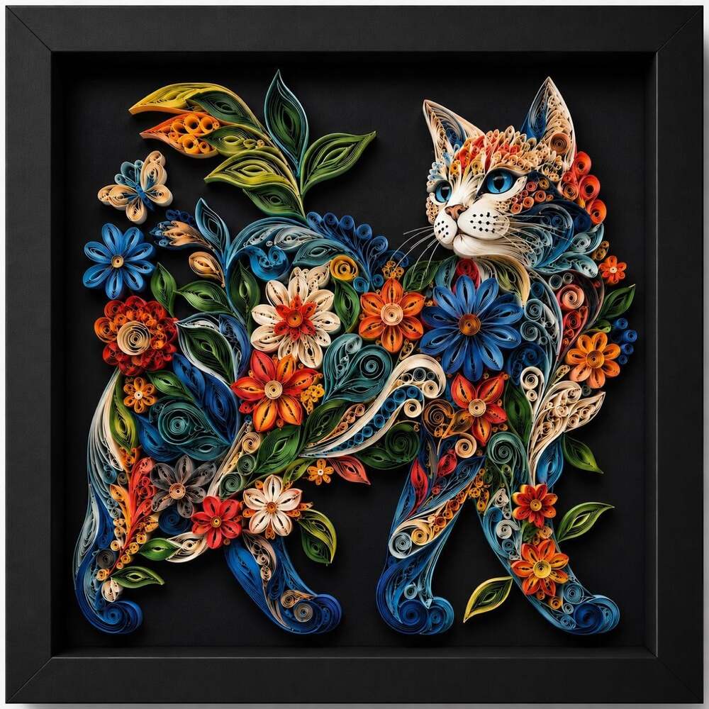 8 X 8 Black Framed Quilled Floral Cba 5